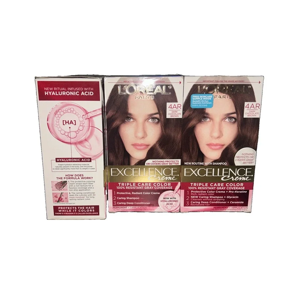 Loreal Paris Excellence Creme Hair Color #4AR DARK CHOCOLATE BROWN - w/ shampoo